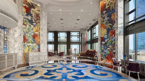 Sảnh khách sạn đẹp tại Hà Nội được trang trí bằng thảm trải sàn